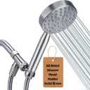 All Metal Shower Head Handheld with Brass Hand Showerhead Holder, High Pressure HandHeId Shower Sprayer with Long Hose 72" Flexible Extension
