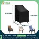 Stackable Patio Chair Covers Waterproof 2 Pack, 420D Outdoor Chair Covers for High Back Stacking Chairs, Fits 4-6 Chairs, 25.6" L x 29.5" W x 47" H, Black