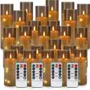 23 Pack Flameless LED Pillar Candles with Remote & Timer, Flickering Battery Operated Candles with Embedded Starry Lights, 3-Sizes Gray Acrylic Decorative Candles for Wedding, Home, Party Decor
