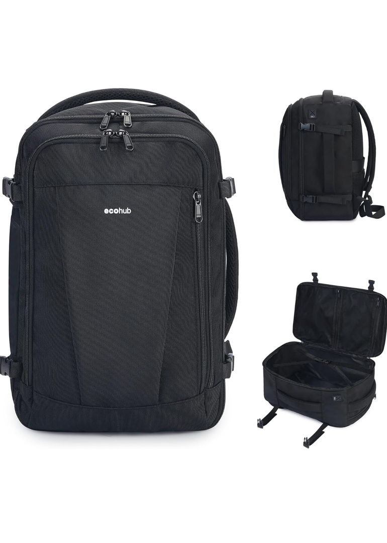 ECOHUB Travel Backpack 18x14x8 Spirit Airlines Personal Item Bag Carry On Backpack 13 Pockets Work Casual Daypack for Men Women Airline Approved Water Resistant Gym Backpack with Charging Port, Black ECOHUB Travel Backpack 18x14x8 Spirit Airlines Personal Item Bag Carry On Backpack 13 Pockets Work Casual Daypack for Men Women Airline Approved Water Resistant Gym Backpack with Charging Port, Black