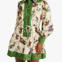 Shirt Dress for Women Long Sleeve Floral Printed Button Down Mini Dresses, Small