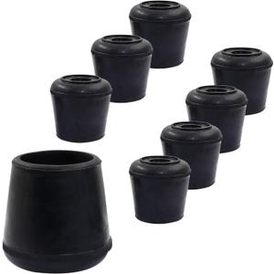 8pcs 1-1/4 Inch Round Chair Leg Tips Caps, Non-Slip Rubber Chair Leg Floor Protectors, Black Furniture Leg Caps Fit for 1.22"-1.26" (31-32mm) Diameter Round Feet
