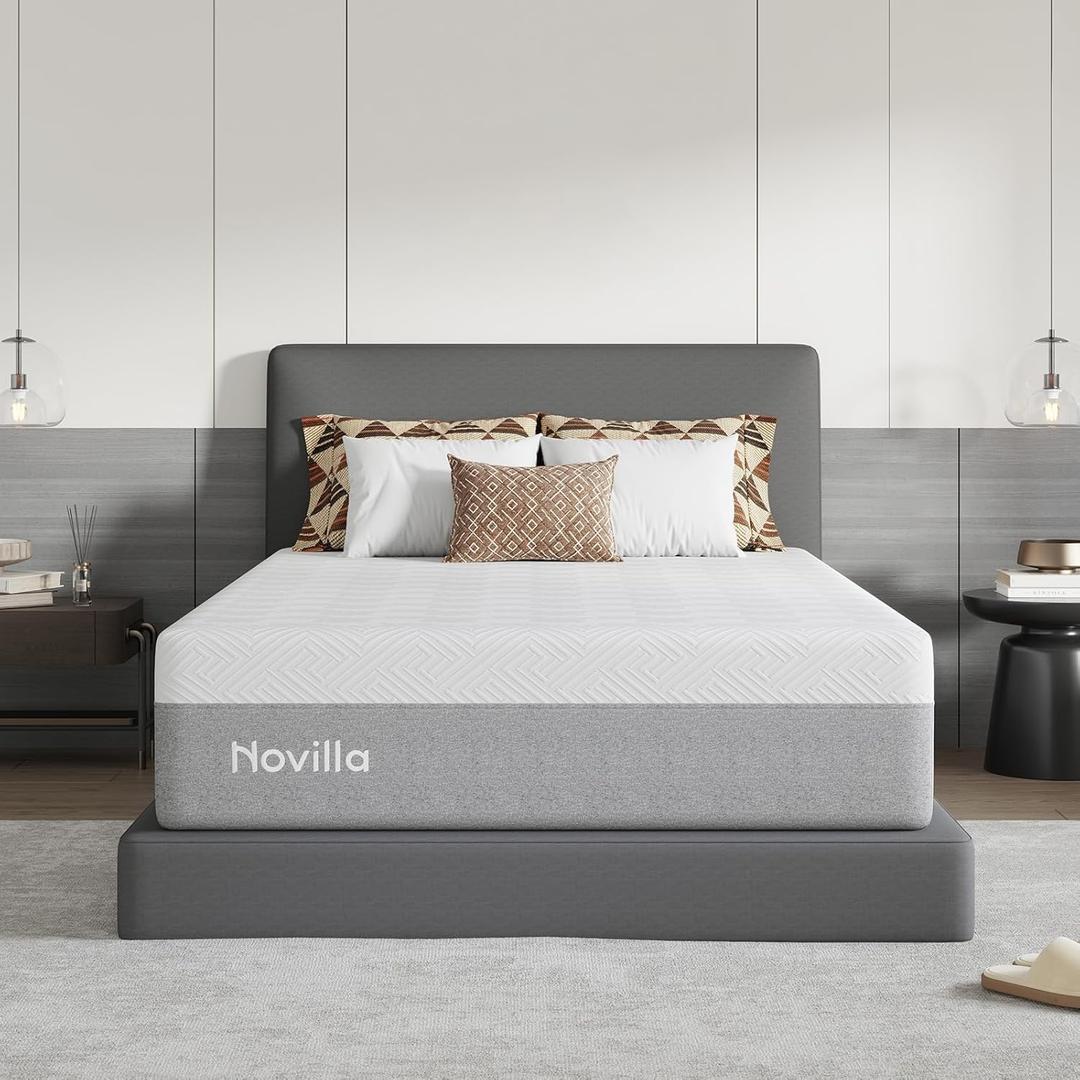 Novilla Mattress Full Size, 14 Inch Gel Memory Foam Mattress Full in a Box for Suppotive, Pressure Relieving & Plush Comfort, Bliss (Grey)