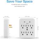 KMC Wall Surge Protector, 980 Joule, 6-Outle Wall Plug Adapter Power Strip, White(2 Pack)