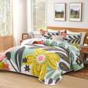 Andency Oversized King Quilt Set Green, 128x120 Floral Super King Bedspread, Super King Plus