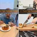 JETKONG 6 Pcs Cooking Tweezer Tongs, 12'' and 6.3" Stainless Steel Kitchen Tweezer Set, Professional Chef Tweezers for Cooking, Repairing, Sea Food, BBQ, Multi-use (Silver)