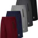 5 Pack Boys Athletic Shorts with Zipper Pockets Basketball Soccer Quick Dry Teen Kids Sport Shorts Elastic Waist, X-Small, Dark Gray, Black, Gray, Navy Blue, Dark Red