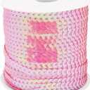 FQTANJU Pink 6mm Crafts Round Flat Sequin Strip Trim on Strings for Crafts, Fringe, and Sewing; 100 Yard Roll