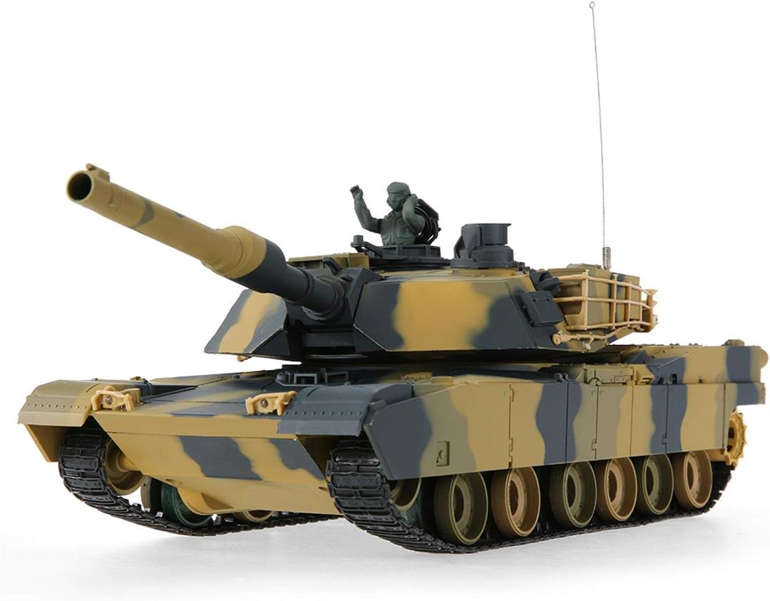 POCO DIVO Abrams M1A2 US Battle Tank RC Airsoft Panzer 1/24 Scale Model 2.4Ghz Remote Control Military Vehicle Combat Fight Infrared BB, 16"L x 6.5"W x 6"H