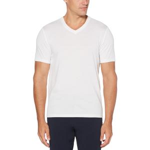Perry Ellis Men's Pima Cotton Blend V-Neck Short Sleeve Tee Shirt, Bright White, X-Large 