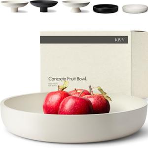 KIVY Concrete Fruit Bowl for Kitchen Counter - Large Decorative Bowl for Home Decor - Modern Fruit Basket for Entryway Table - Concrete Bowl - Decorative Bowls for Home Decor - White Fruit Bowl Decor (Cream) KIVY Concrete Fruit Bowl for Kitchen Counter - Large Decorative Bowl for Home Decor - Modern Fruit Basket for Entryway Table - Concrete Bowl - Decorative Bowls for Home Decor - White Fruit Bowl Decor (Cream)
