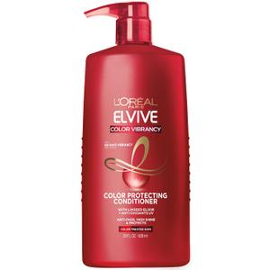 L'Oreal Paris Elvive Color Vibrancy Protecting Conditioner, for Color Treated Hair, Conditioner with Linseed Elixir and Anti-Oxidants, for Anti-Fade, High Shine, and Color Protection, 28 Fl Oz (RED)