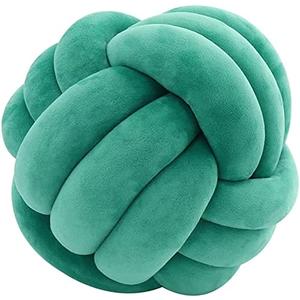 WAIUYIA Knot Ball Pillow Decorative Plush Cushion Cute Throw Pillow Round Ball Cushion Knot Pillows for Sofa Office Home Decor (Green,L-13.7 inch)