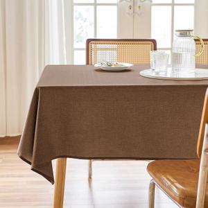 AUSSPVOCT Textured Tablecloth Rectangle 60x84 Water Resistant Spill-Proof Wipeable Fall Table Cloth Wrinkle Free Fabric Dining Table Cover for Thanksgiving Party Farmhouse Kitchen Decor Tablecloths (Coffee)