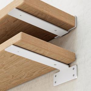 Shelf Brackets, Heavy Duty Floating Shelf Brackets 8-Inch Long, 6-Pack Brackets for Shelves, Matte White L Hidden Metal Wall Shelf Support Shelving Brackets, 1/5-Inch Thick 160 lb. Load Capacity