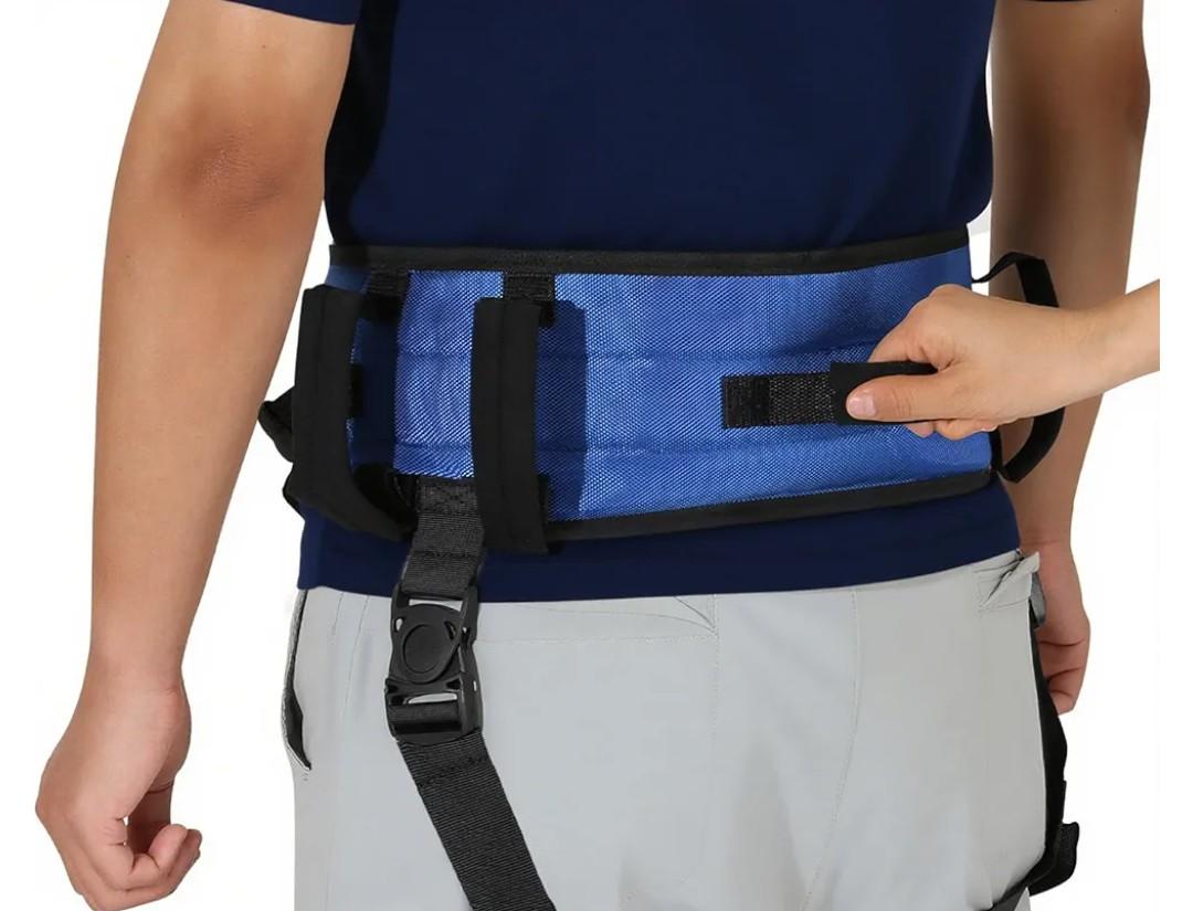 Rhino Valley Gait Belt with Leg Straps, Transfer Belts with 7 Handles, Gate Belts Medical for Elderly, Lifting Belt for Bariatric, Handicap, Physical Therapy Equipment, Blue & Black