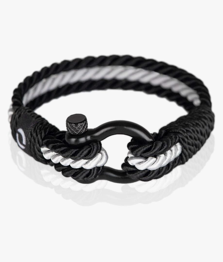 Mens Rope Bracelet - Stainless Steel Black Shackle, Extremely Durable and Scratch Resistant Waterproof Paracord, Handmade, Nautical Wristband for Men B-2-9 Pack of 3