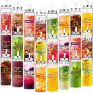 Skylety 24 Pcs Thank You Plastic Cups Bulk 17 oz Employee Appreciation Gifts Cups Team Inspirational Gifts Reusable Acrylic Skinny Tumbler with Lid and Straw for Staff Coworker Teacher Nurses