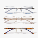 Rimless Reading Glasses for Women, Rectangle Blue Light Blocking Readers With Tinted Edge