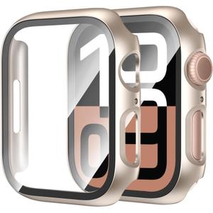 2 Pack Case with Tempered Glass Screen Protector for Apple Watch 10 (2024) Series 10 42mm,Slim Guard Bumper Full Coverage Hard PC Protective Cover HD Ultra-Thin Cover for iWatch 42mm