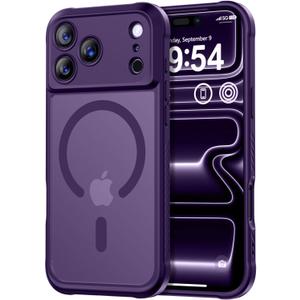 Thomo Magnetic for iPhone 17 Pro Case, [Compatible with Magsafe] [Full Camera Protection] Translucent Matte Military Grade Shockproof with Anti-Fingerprint Phone Cover 2025, Deep Purple