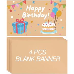 Tatuo 4 Pcs 30" x 48" Large Blank Brown Paper Banners for 2026 Graduation Crafts Decoration 120gsm Thick Kraft Paper Banner for Display Wall Signs Painting Birthday Wedding Summer Party Decor