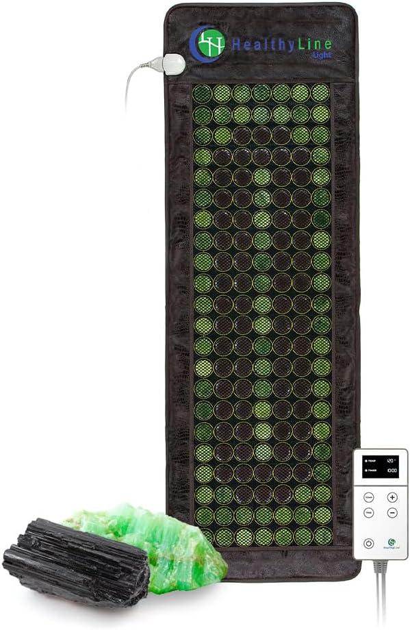 Far Infrared Heating Pad for Back, Neck, Shoulder & Muscle Pain Relief - Weighted Electric Mat with Jade & Tourmaline Stones, Grounding - by HealthyLine Full Body Large Size 72 x 24 in