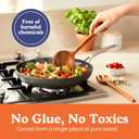 Non-Toxic Cooking Utensils 6-Piece Kitchen Utensils Set, Glue-Free & One-Piece Wooden Spoons for Cooking, Natural Wooden Utensil Set with Plant-Based Finish, Free of Forever Chemicals