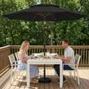 10FT Outdoor Patio Umbrella, 2 Tiers Market Table Umbrella with 8 Sturdy Ribs, Push Button Tilt and Crank, UPF50+ UV Protection for Deck, Pool, Garden and Backyard