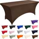 2-Pack 8ft Spandex Table Covers for Rectangle Folding Tables - Washable Elastic Tablecloth - Ultimate Fitted Table Protector for Birthday Parties, Trade Shows, Banquet
