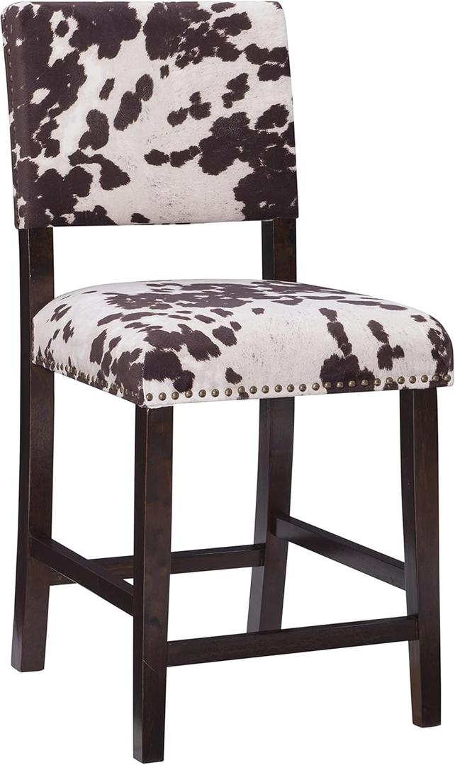 Linon Udder Madness Corey Counter Stool, 19"W x 22.25"D x 38.75"H, Manhattan Stain