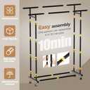 Abiglifty Double Rods Clothes Rack for Hanging Clothes, Clothing Rack with Wheels, Portable Closet Organizer for Laundry, Room (Black)