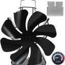 Tomersun Wood Stove Fan 8 Blades Heat Powered, Fireplace Fan Woodstove fan (Included Bracket), Wood Burning Stove Non Electric Thermoelectric Thermal Fan w/Thermometer