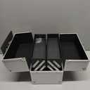 FRENESSA Makeup Train Case Makeup Organizer Box Portable Cosmetic Travel Case with Lock 4 Trays Aluminum Hard Vanity Box Make Up Artist Nail Beauty Storage Organizer Cosmetic Suitcase Bright Silver