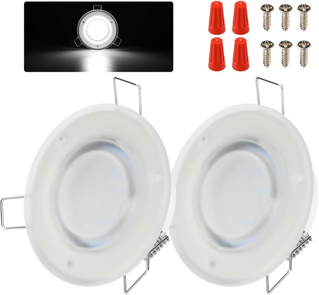 RV Recessed Ceiling Light, 3Inch RV Puck Light 12V, 400LM RV Light Interior, Camper Light Fixture for RV Motorhome Caravan Trailer Boat