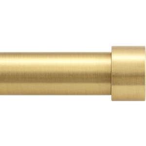 Zeerobee Curtain Rods for Windows 32 to 144, Brushed Gold Curtain Rod, Adjustable 1 Inch Heavy Duty Outdoor/Indoor Modern Drapery Pole, 32"-144"