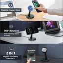 Magnetic Wireless Charger Stand 15W Fast Mag-Safe Charger for iPhone 17/17 pro/ 17 Air/ 17 pro max 16/15/14/13/12 Series Magnet Wireless Charging Station/Pad with Sleep-Friendly Light for AirPods