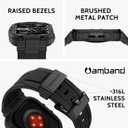 amBand Bands Case Compatible with Apple Watch Series 11/10 46mm for Men, M1 Sport Rugged Heavy Duty Cover Tactical Strap Military Grade Protective Bumper Protector for iWatch 46 mm Men, Black