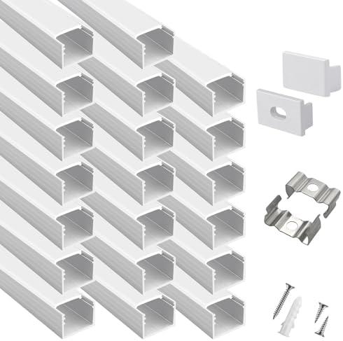 hunhun 17 -Pack 6.6ft/ 2Meter Plus-Size U Shape LED Aluminum Channel System with Milky Cover, End Caps and Mounting Clips, Aluminum Profile, Special for Philips Hue