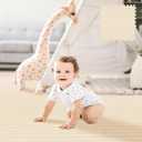 Puzzle Play Mat 16 Tiles with 32 Border Pieces, Interlocking Stitching Mat with Border for Living Room Playroom Gym, 23.6 x 23.6 Inch Beige