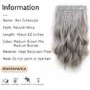 Wavy Seamless Hair Extensions Clip ins for Women Synthetic Fiber Invisible Long Extension Clips on 4PCS Soft Fake and Long Hairpieces 22 Inch Medium Brown mix Medium Blonde