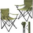 2 Pack Camping Chairs Folding Outdoor Chair Portable Lawn Chair with Cup Holder Supports 330LBS Lightweight Beach Chair for Outside Sports, Fishing, Hiking, Travel, Picnic, Backyard (Green), 20 x 20 x 32 inches