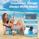 Homcosan Portable Low Folding Beach Chair with Detachable Umbrella - Lightweight Camping Chair for Adults with Cup Holder & Storage Pocket, Carry Bag Included (Blue & Pink), 1 Pack