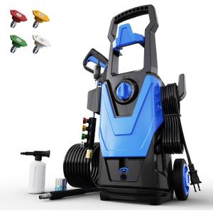 Electric Pressure Washer, 5000PSI 3.2 GPM Power Washer 2025 Upgraded with 55FT Cleaning Range, 4 Nozzles, Foam Cannon, High Pressure Cleaning Machine for Cars, Homes, Patios, Fences, Blue
