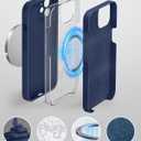 PuyaTeya Liquid Silicone Case for iPhone 12 with Magnetic Ring Stand, Upgraded Camera Lens Protection, Mil-Grade Drop Shockproof, Soft Anti-Scratch Microfiber Lining Silicone Case (Navy Blue)