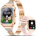 Efolen Smart Watches for Women with Diamonds (Answer/Make Call), 1.57'' Bluetooth Smartwatch for Android iOS Phones, Waterproof Fitness Watch with Heart Rate/SpO2/Sleep/BP/AI Voicer (Rose Gold)