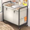 60 Gal (230L) Laundry Sorter 3 Section with Lid, Laundry Hamper Cart with Heavy Duty Rolling Lockable Wheels and Metal Handle,Laundry Basket Organizer with Removable Bag for Laundry Room - White