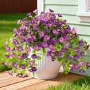 2 x Homsunny Artificial Fake Flowers Plants UV Resistant, Faux Petunias Silk Flowers for Outdoors No Fade, Fake Outdoor Flowers for Planters Spring, Realistic Home Garden Balcony Yard Decor (Purple)