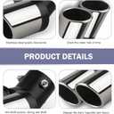Dual Exhaust Tip, Stainless Steel Bending Muffler Exhaust with Bolt, 2.5" Inlet Dual Tail Pipe Muffler Tip, Exhaust Pipe Modification Accessories, Muffler Tail for Most Cars (Black Silver)