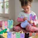 7.8" Soft Bunny Stuffed Animal - Adorable Spring Plush Toy for Easter Basket Stuffers, Holiday Home Decor & Kids GiftsBlue Purple- Tu